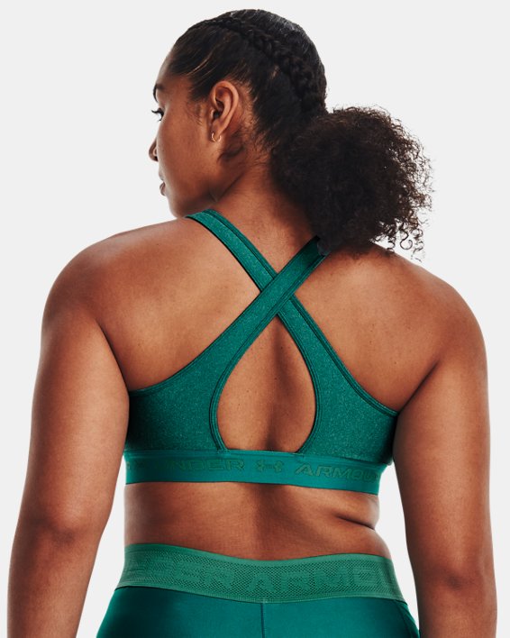 Women's Armour® Mid Crossback Heather Sports Bra in Green image number 6